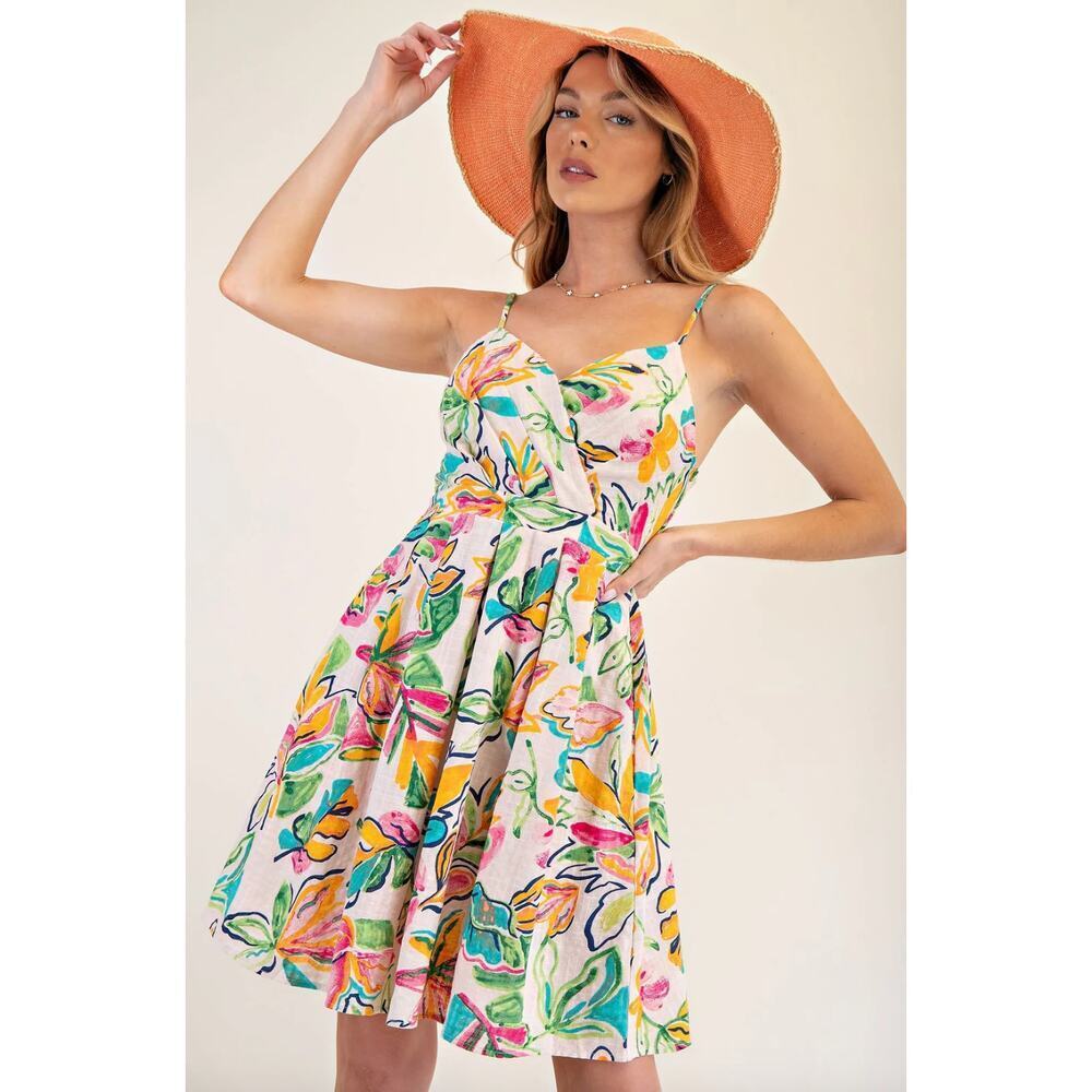 New with Tags Easel Sleeveless Floral Printed Dress  Summer Sundress SZ Small